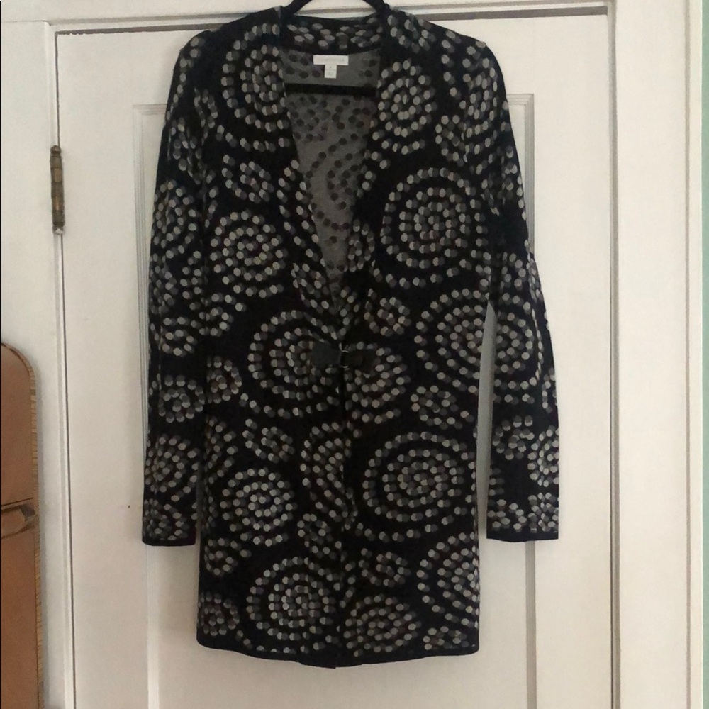 Charter Club Black and Gray Patterned Cardigan